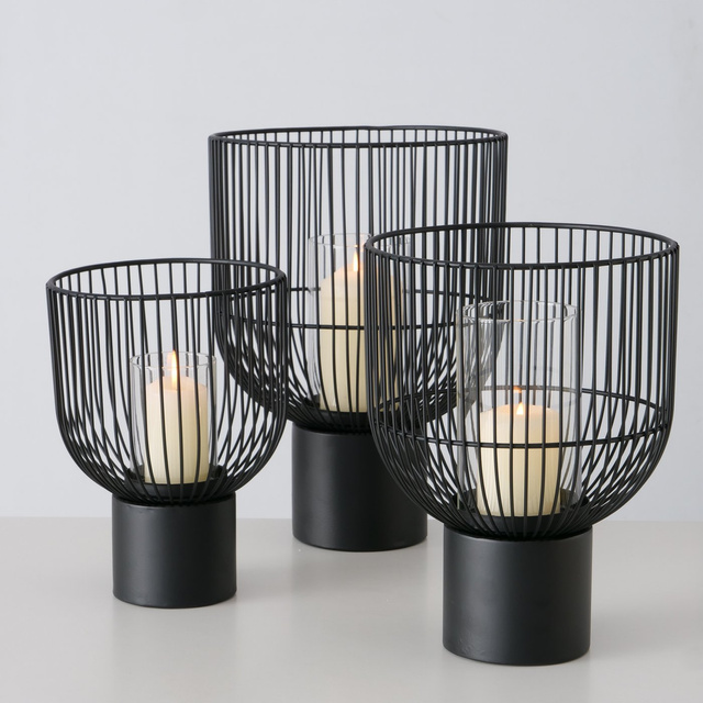 Set 3 sfeșnice metalice Candy, negru