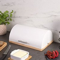 Cutie de pâine metalică pe bază de lemn, ZELLER, argintie