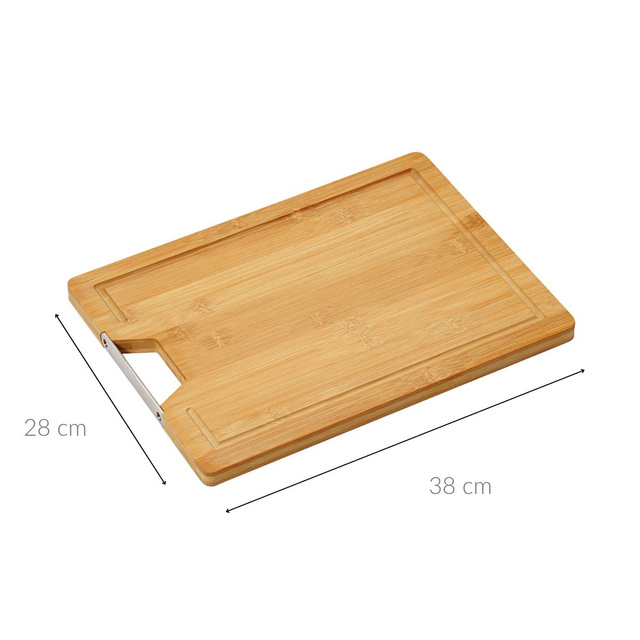 Tocator, bambus, cu maner metalic, 38 x 28 cm, Kesper