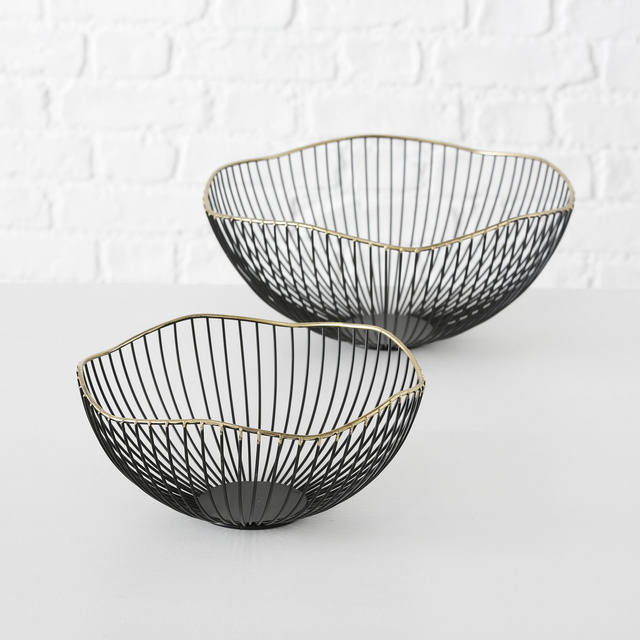 Set 2 cosuri  metalice  decorative Yoko,  negru