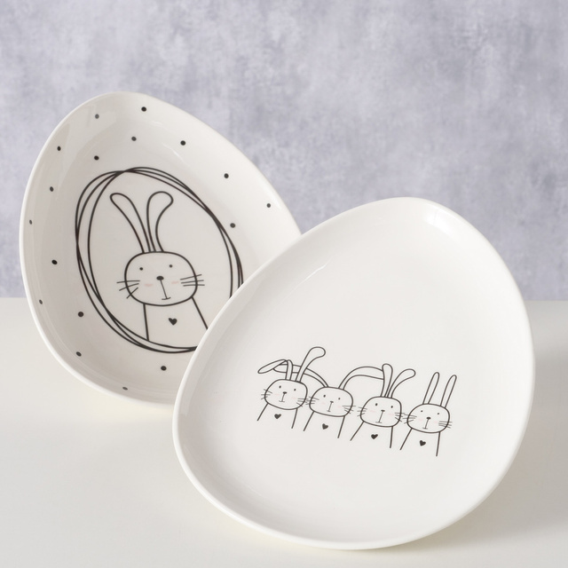 Farfurie cu forma neregulata Hoppy, model cu iepuras, 20 x 16 cm.