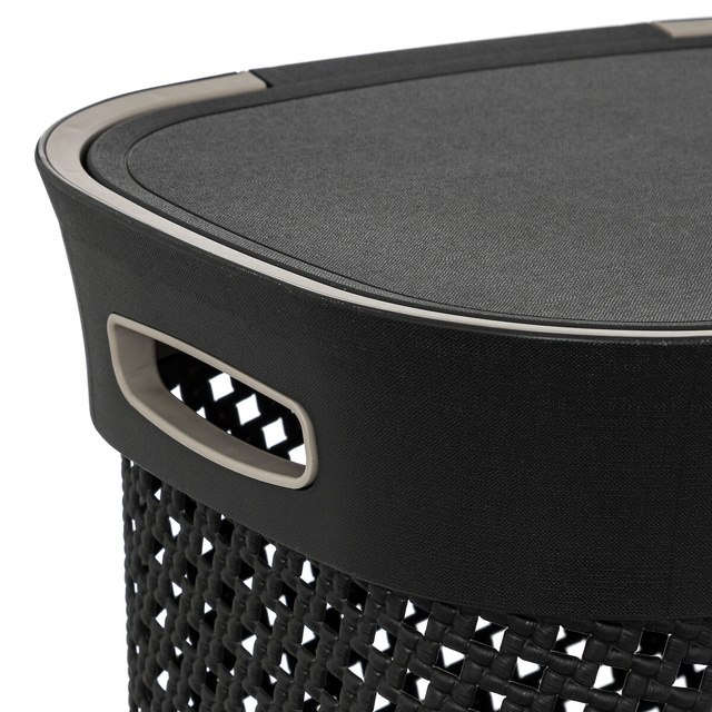 Coș de rufe cu capac gri Purl, 60L