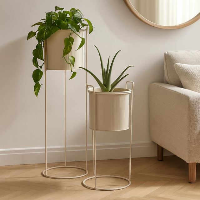 Ghivece metalice IDEM, 2 bucăți, bej