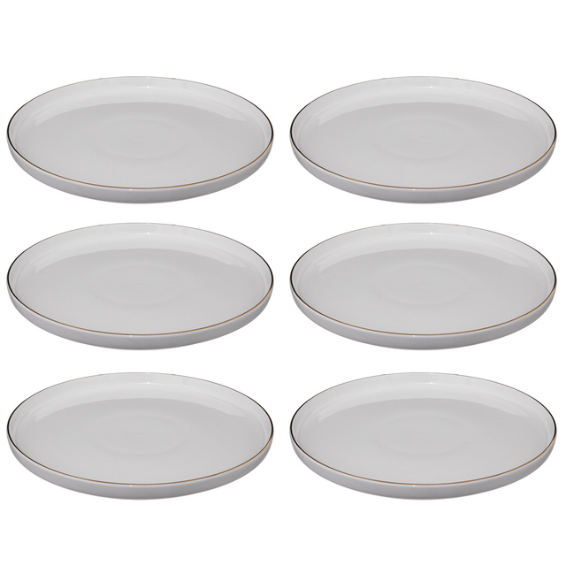 Farfurii întinse SUBLIMA, margine aurie, 6 buc. × Ø 27 cm