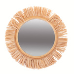 Oglinda pentru copii LEU, Ø 38 cm, cu rama din rafie