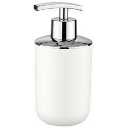 Dispenser pentru săpun lichid, recipient cu pompă cromată, alb
