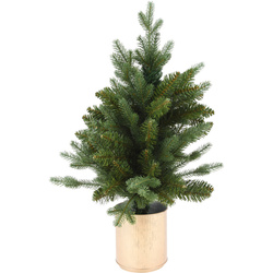 Brad artificial în ghiveci auriu, 60 cm