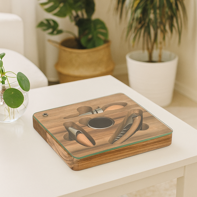 Set de vin în cutie de lemn JULES, 4 elemente