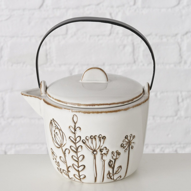 Ceainic de portelan cu maner de fier, Bloma, 1200 ml