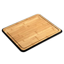 Blat de taiat din bambus cu margine neagra si canelura