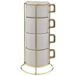 Set 4 cesti ceramice cu suport ARYA, 170 ml