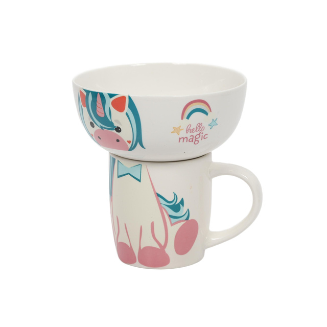 Set cadou pentru copii: bol și cană din porțelan, 600 ml + 360 ml
