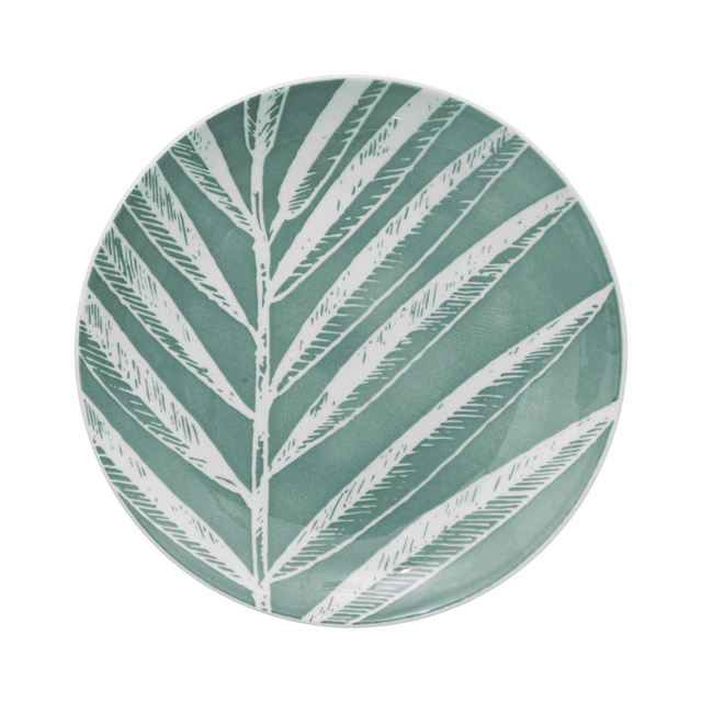 Set vesela din portelan, pentru 6 persoane, motiv frunze, 18 bucati