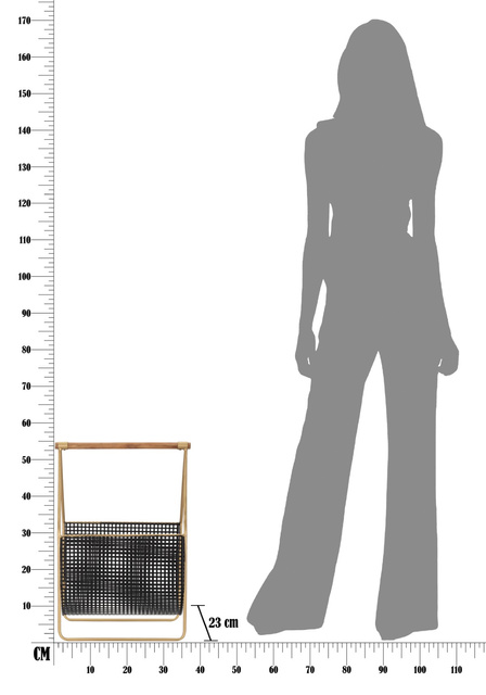 Suport reviste metalic FASHION, cu maner din lemn