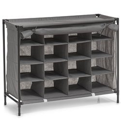 ​​​​​​​Organizator pentru incaltaminte, Zeller, 16 perechi, Textil/Metal, Gri