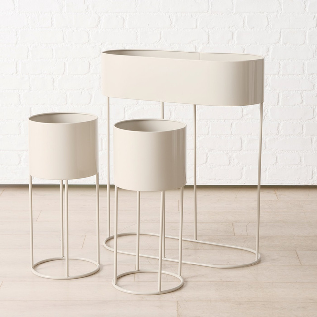 Set 3 suporturi pentru flori Aurela, alb