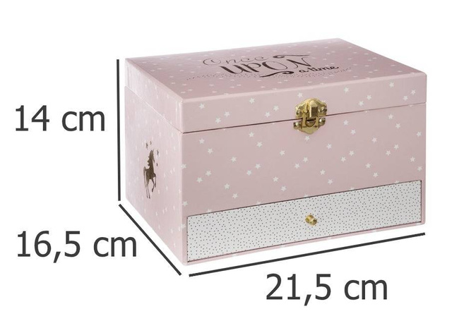 Cutie de bijuterii muzicala cu oglindă,Roz