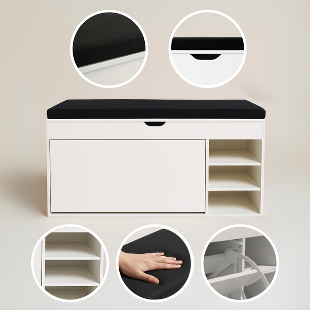 Dulap pentru pantofi cu loc de șezut și rafturi retractabile GRADIA, 100 x 34 x 50 cm