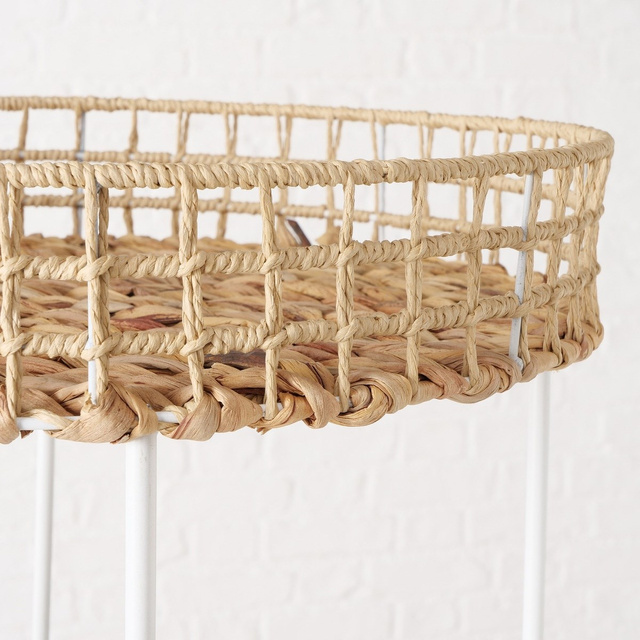 Măsuțe de cafea Amon, blat țesut pe cadru metalic, Ø 39-44 cm