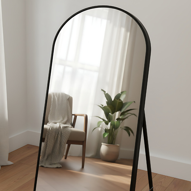 Oglindă mare de podea FRAM, 150 x 50 cm, neagră