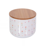 Recipient de bucatarie ceramic, model cu lalele Blumi, capac din bambus