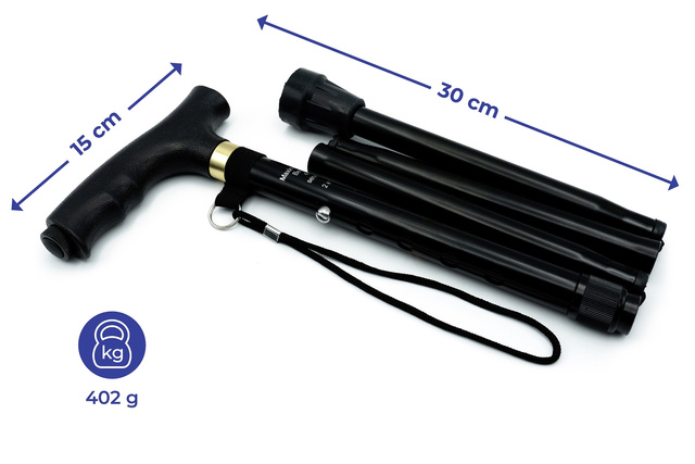 Baston din aluminiu pliabil, reglabil pe inaltime, cu lumina LED