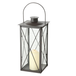 Lantern metalic lumanare, geam de sticla, FAROL, 30 cm