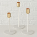 Suporturi de lumanare din metal Marko, alb si auriu, set 3 bucati