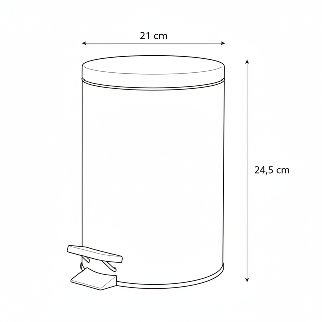 Coș de gunoi NONI, metalic, cu capac, 3 l