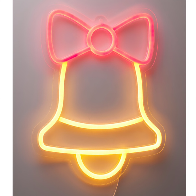 Neon de Crăciun pentru perete, LED, 23 x 22 cm, clopoțel