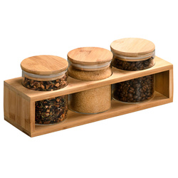 Organizatoare, inchise ermetic, polita din bambus, 3 bucati, Kesper