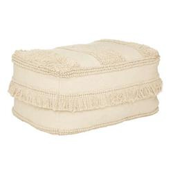 Puf boho cu franjuri, bumbac reciclat, 65 x 45 x 35 cm