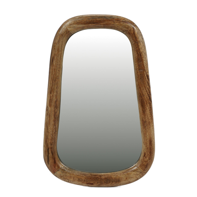 Oglindă ovală mică în ramă de lemn de mango