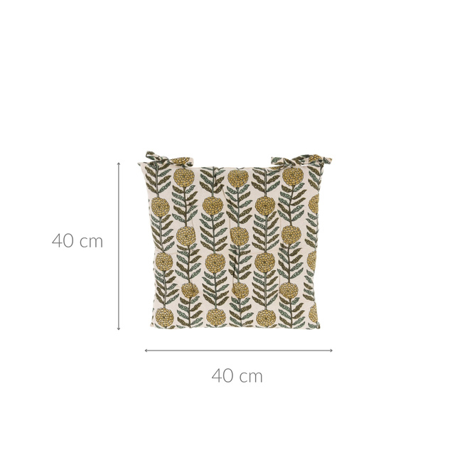 Perna pentru scaun legată, model cu flori, 100% bumbac, 40 x 40 cm