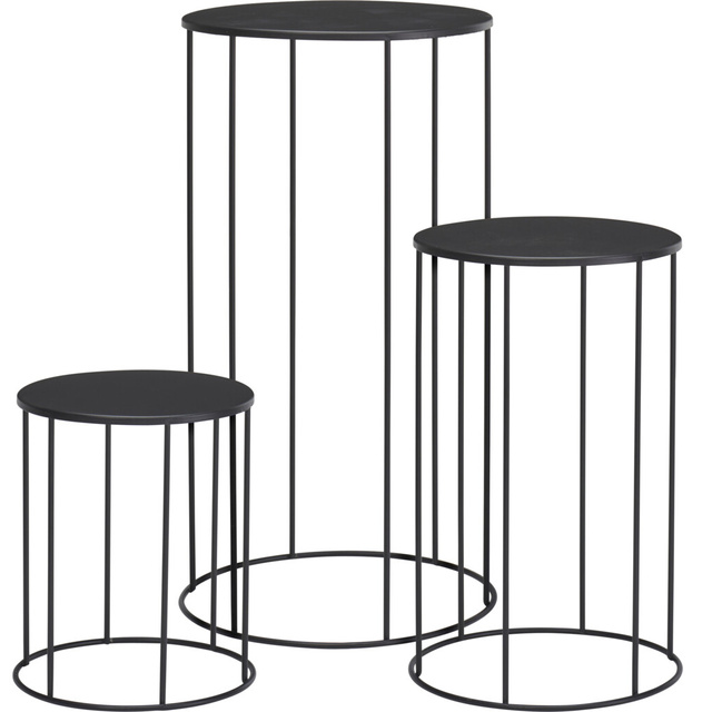Suporturi rotunde din metal pentru flori în stil loft LOCUS, set de 3 suporturi pentru plante