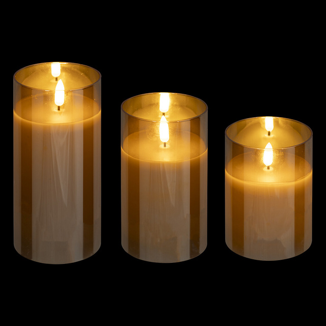 SENA set de lumânări LED sticlă ambră