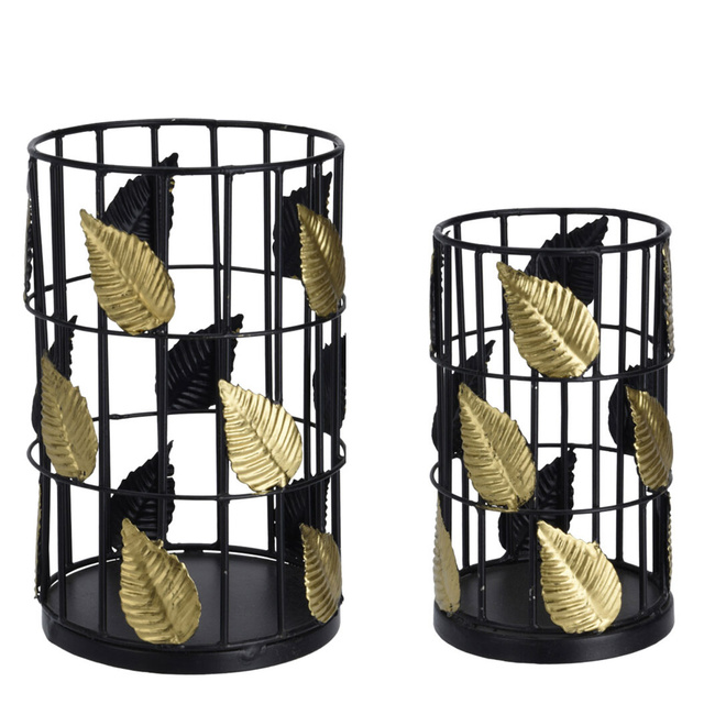 Suporturi din metal cu frunze decorative, 2 buc