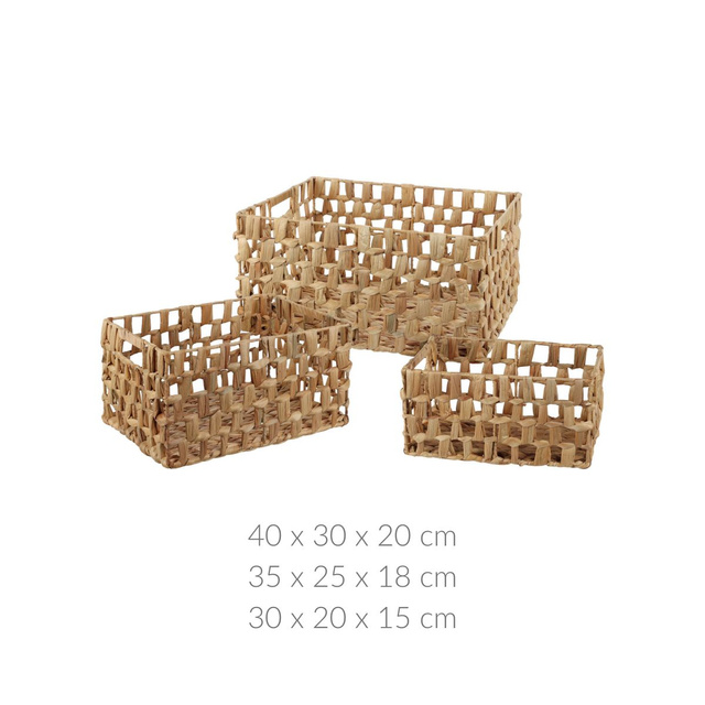 Cosuri de depozitare, impletitura din iarba de mare, dreptunghiulare, 3 bucati