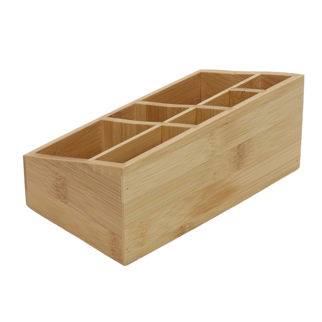 Organizator pentru cosmetice, din bambus, natural, 17 x 10 x 8 cm
