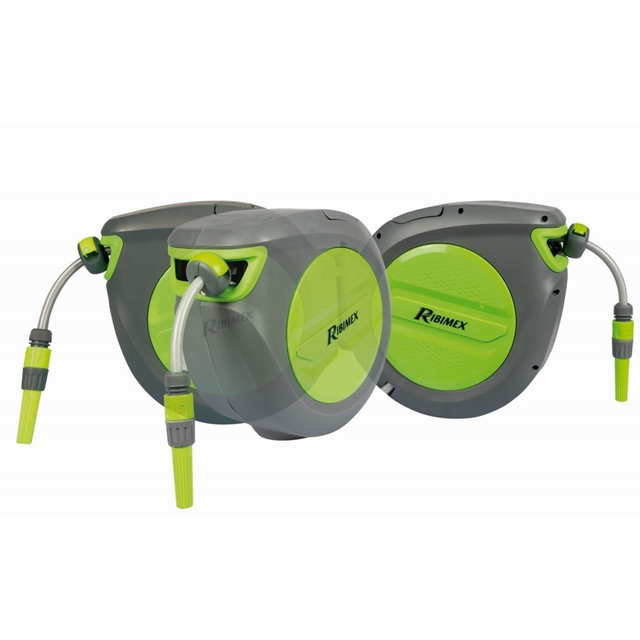 Furtun de gradina PVC retractabil 20 m RIBIMEX, rola retractare automata