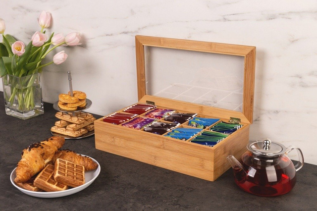 Cutie de bambus pentru ceai la plic - 10 compartimente, ZELLER