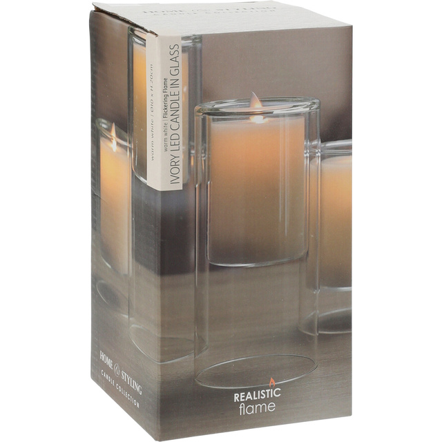 Lumanare LED, sticla, alba