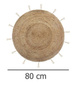 Covor decorativ din iută, Ø 80 cm, rotund cu franjuri