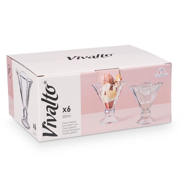 Set cupe pentru desert din sticla FLOWER, 200 ml, 6 bucati