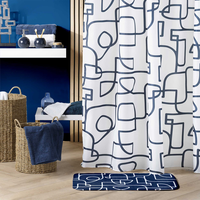 Covor baie LABYRINTHE bleumarin, 45 x 75 cm