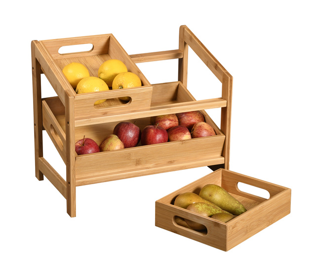 Raft de bucătărie cu tăvi retractabile, bambus, 39,5 x 26 cm, Kesper