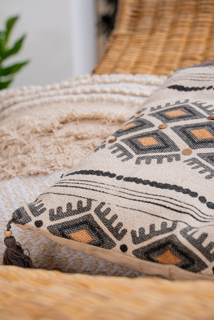 Pernă decorativă etnică AZTEC, 40 x 40 cm, cu paiete