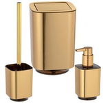 Set accesorii baie AURON, dozator sapun lichid + perie de toaleta + cos baie, WENKO
