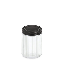 Borcan din sticlă cu capac metalic KITCHEN ESSENTIALS, sticlă striată