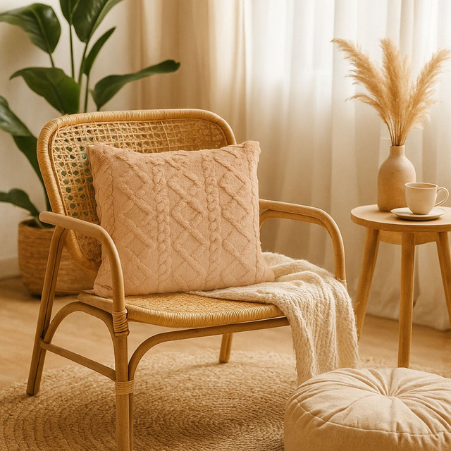 Pernă decorativă 45 x 45 cm, geometrică, maro